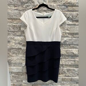 Cleo Petite Navy & White Elegant Dress Size 14P Plus Size